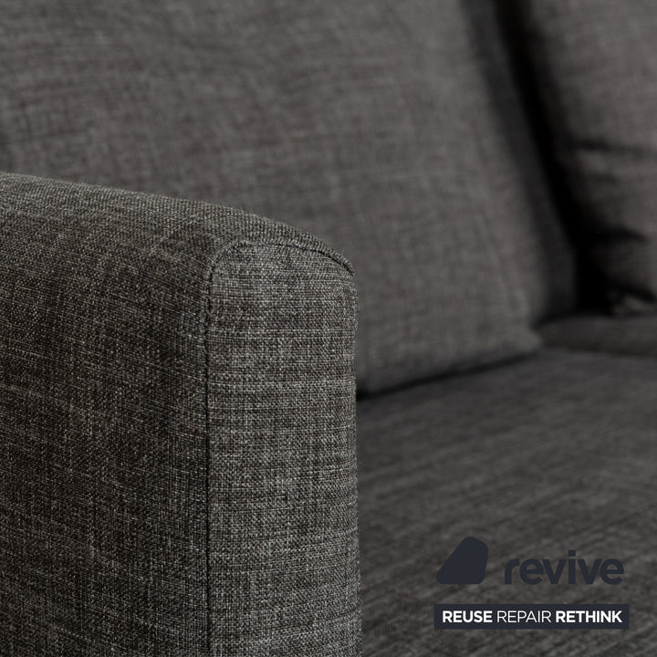 Brühl Cara Stoff Sofa Garnitur Grau manuelle Funktion Zweisitzer Couch Schlafsofa