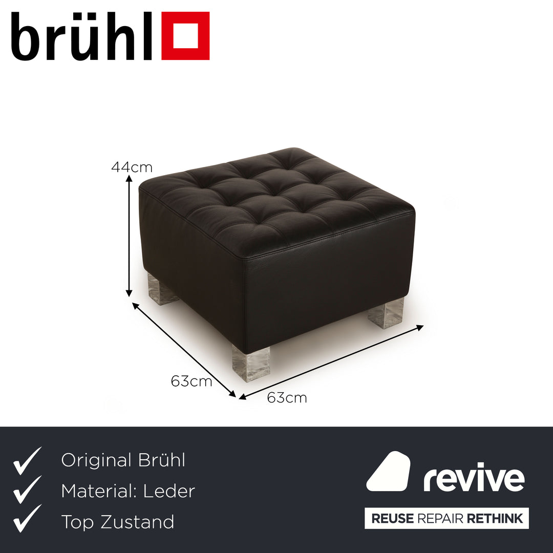 Brühl Carée Leather Stool Black