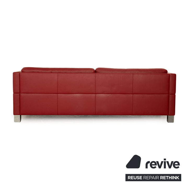 Brühl Carée Leder Sofa Garnitur Rot Zweisitzer Hocker Dreisitzer  Couch