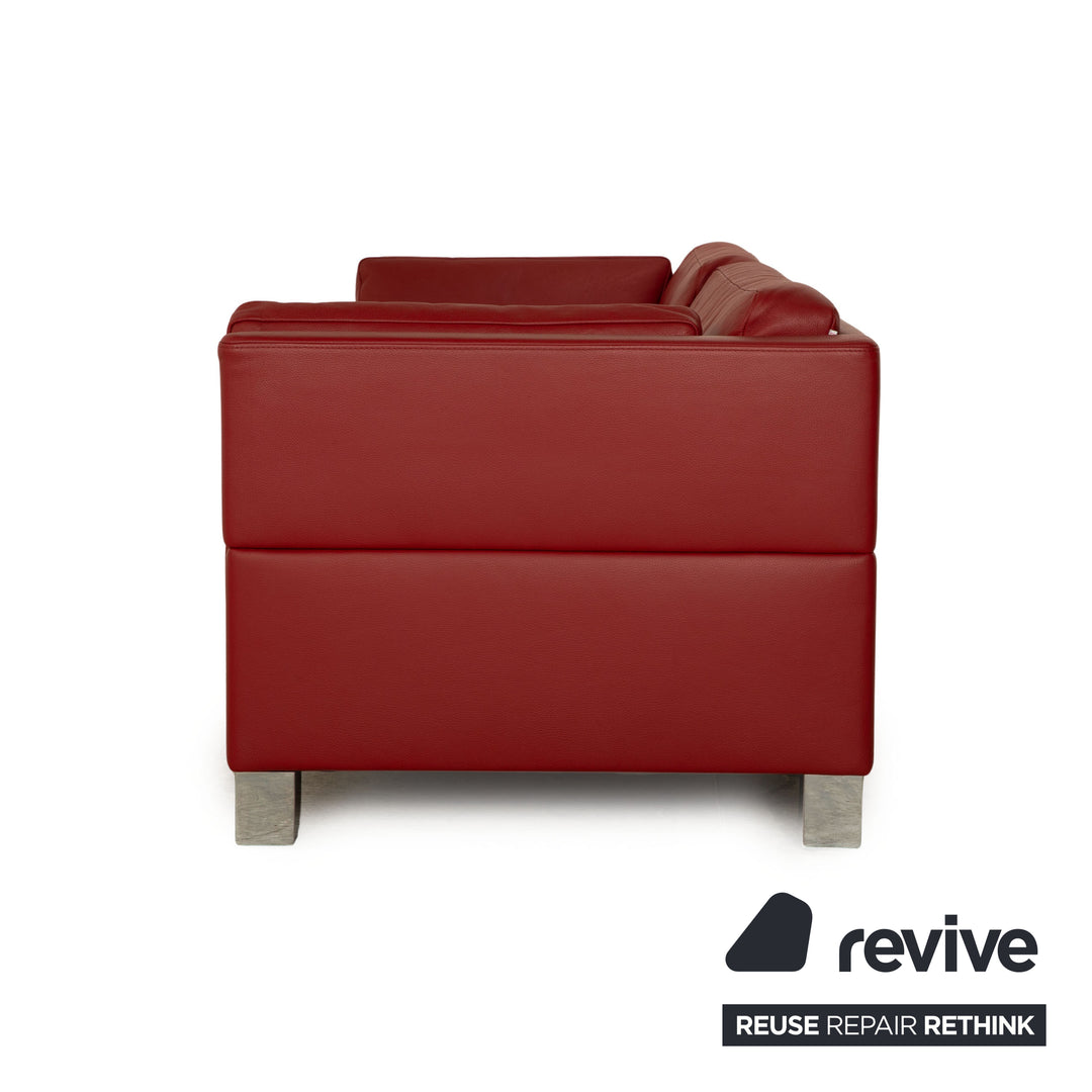Brühl Carée Leder Sofa Garnitur Rot Zweisitzer Hocker Dreisitzer  Couch