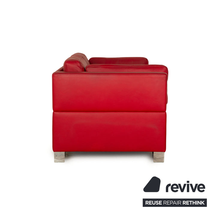 Brühl Carée Leather Two-Seater Red Sofa Couch