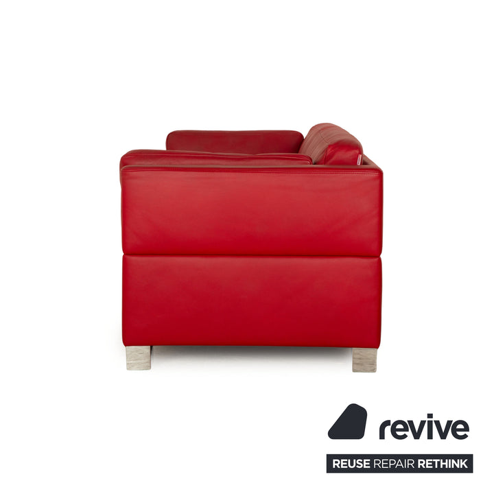 Brühl Carée Leather Two-Seater Red Sofa Couch