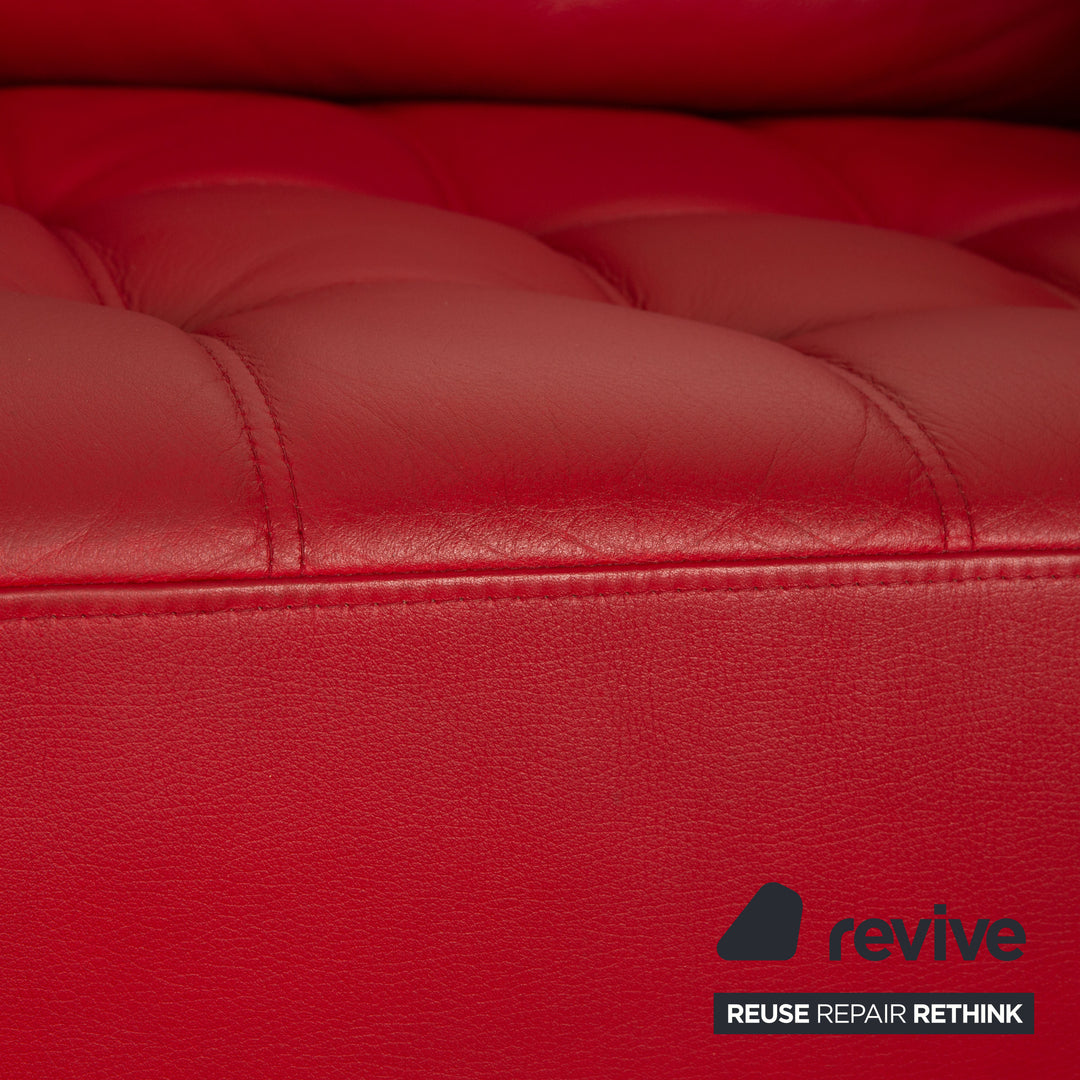 Brühl Carée Leather Two-Seater Red Sofa Couch