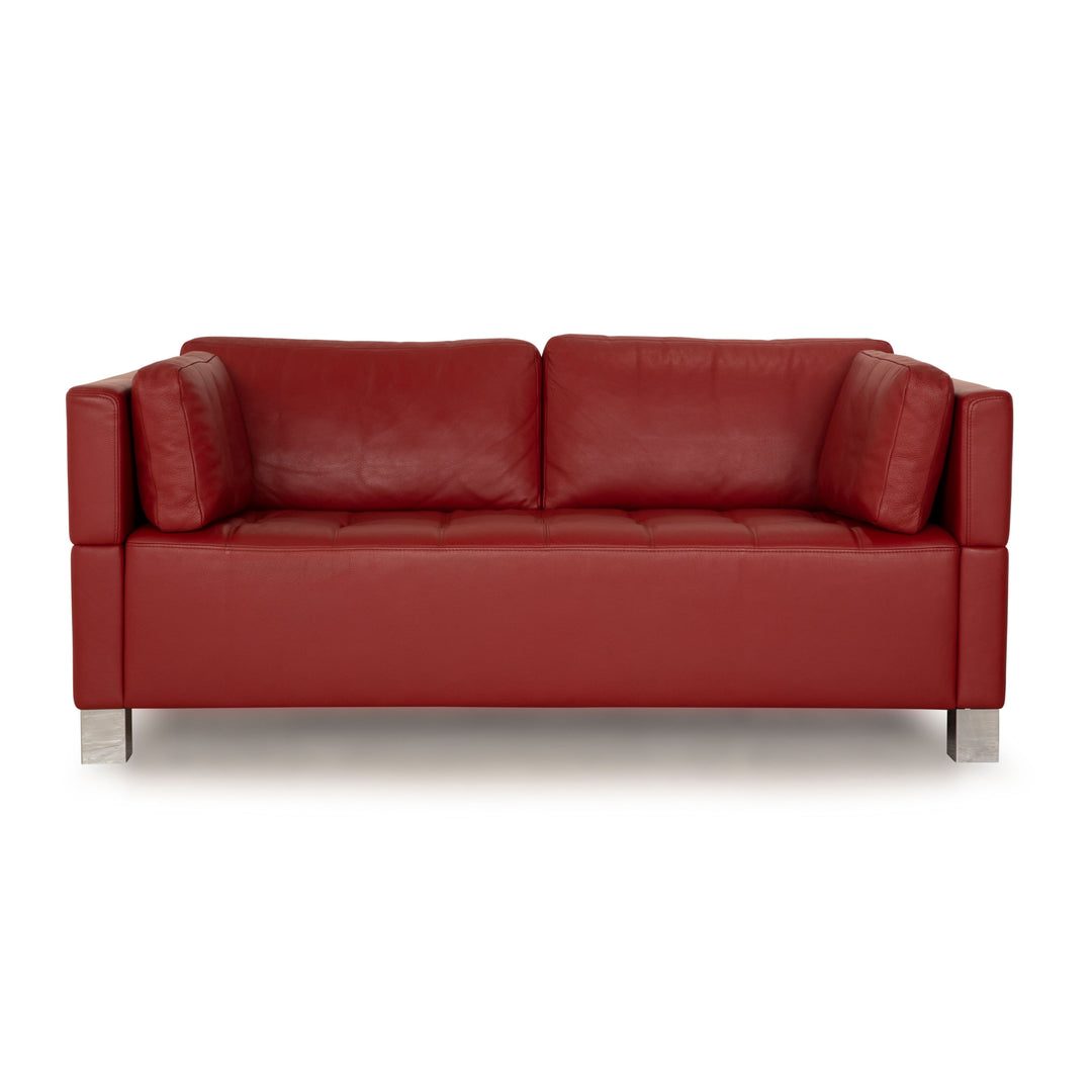 Brühl Carée Leather Two-Seater Red Sofa Couch