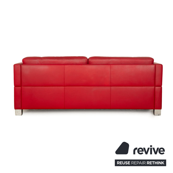 Brühl Carée Leather Two-Seater Red Sofa Couch