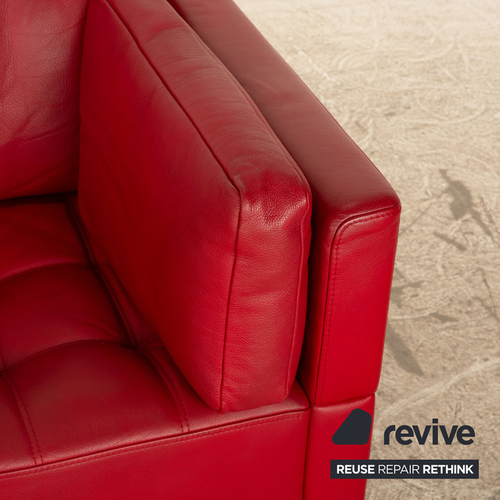 Brühl Carée Leather Two-Seater Red Sofa Couch