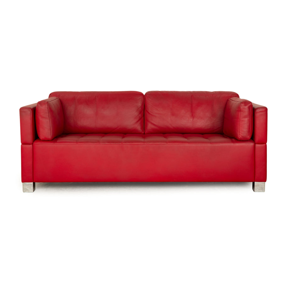 Brühl Carée Leather Two-Seater Red Sofa Couch