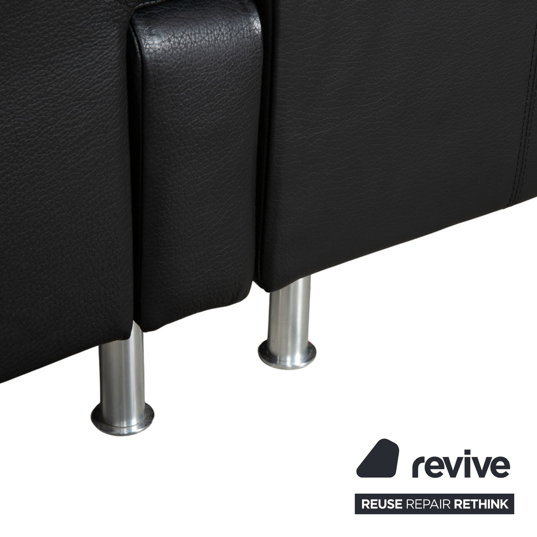 Brühl Divanetta Stoff Leder Ecksofa Schwarz Grau Sofa Couch manuelle Funktion