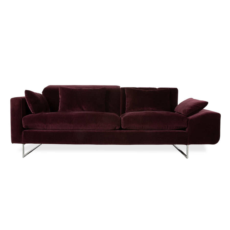Brühl Embrace Dreisitzer Sofa Velours Samt Chrom Violett Aubergine Lila manuelle Funktion Couch Stoff