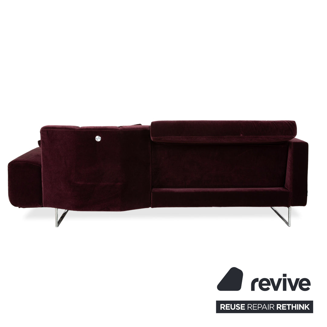Brühl Embrace Dreisitzer Sofa Velours Samt Chrom Violett Aubergine Lila manuelle Funktion Couch Stoff