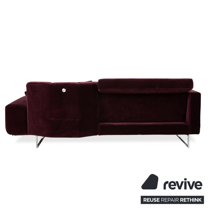 Brühl Embrace Dreisitzer Sofa Velours Samt Chrom Violett Aubergine Lila manuelle Funktion Couch Stoff