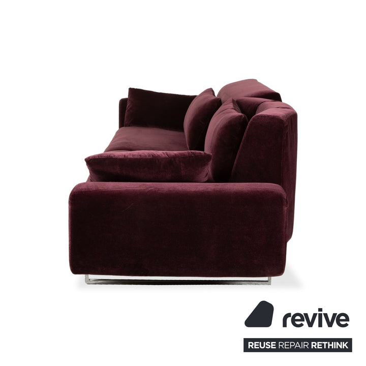 Brühl Embrace Dreisitzer Sofa Velours Samt Chrom Violett Aubergine Lila manuelle Funktion Couch Stoff