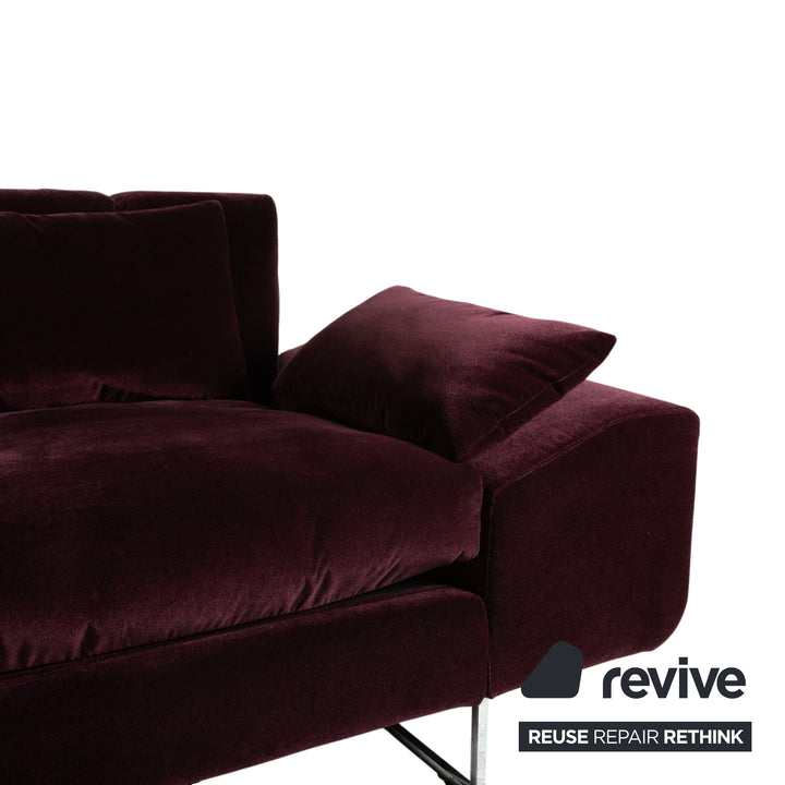 Brühl Embrace Dreisitzer Sofa Velours Samt Chrom Violett Aubergine Lila manuelle Funktion Couch Stoff