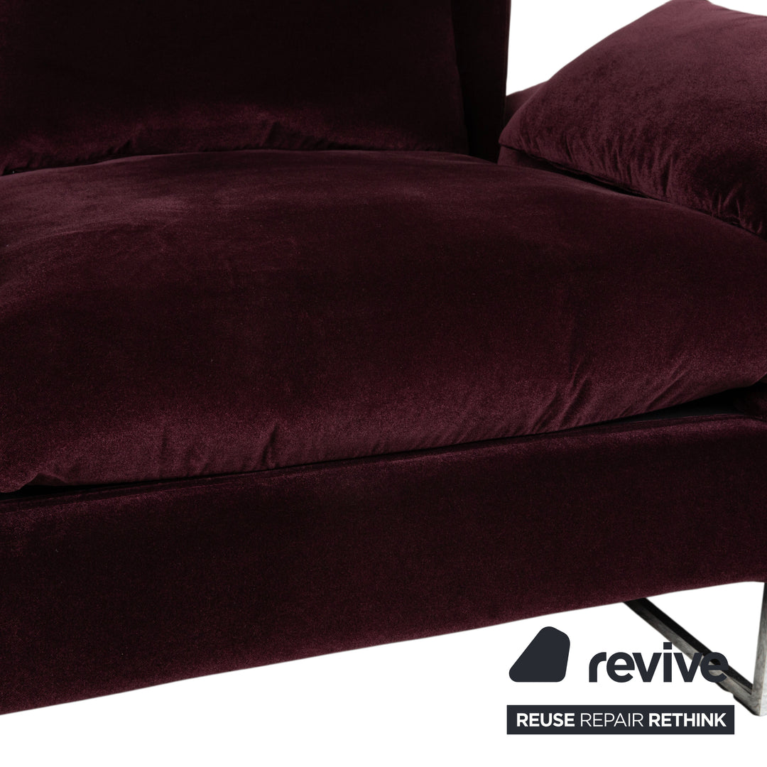 Brühl Embrace Dreisitzer Sofa Velours Samt Chrom Violett Aubergine Lila manuelle Funktion Couch Stoff
