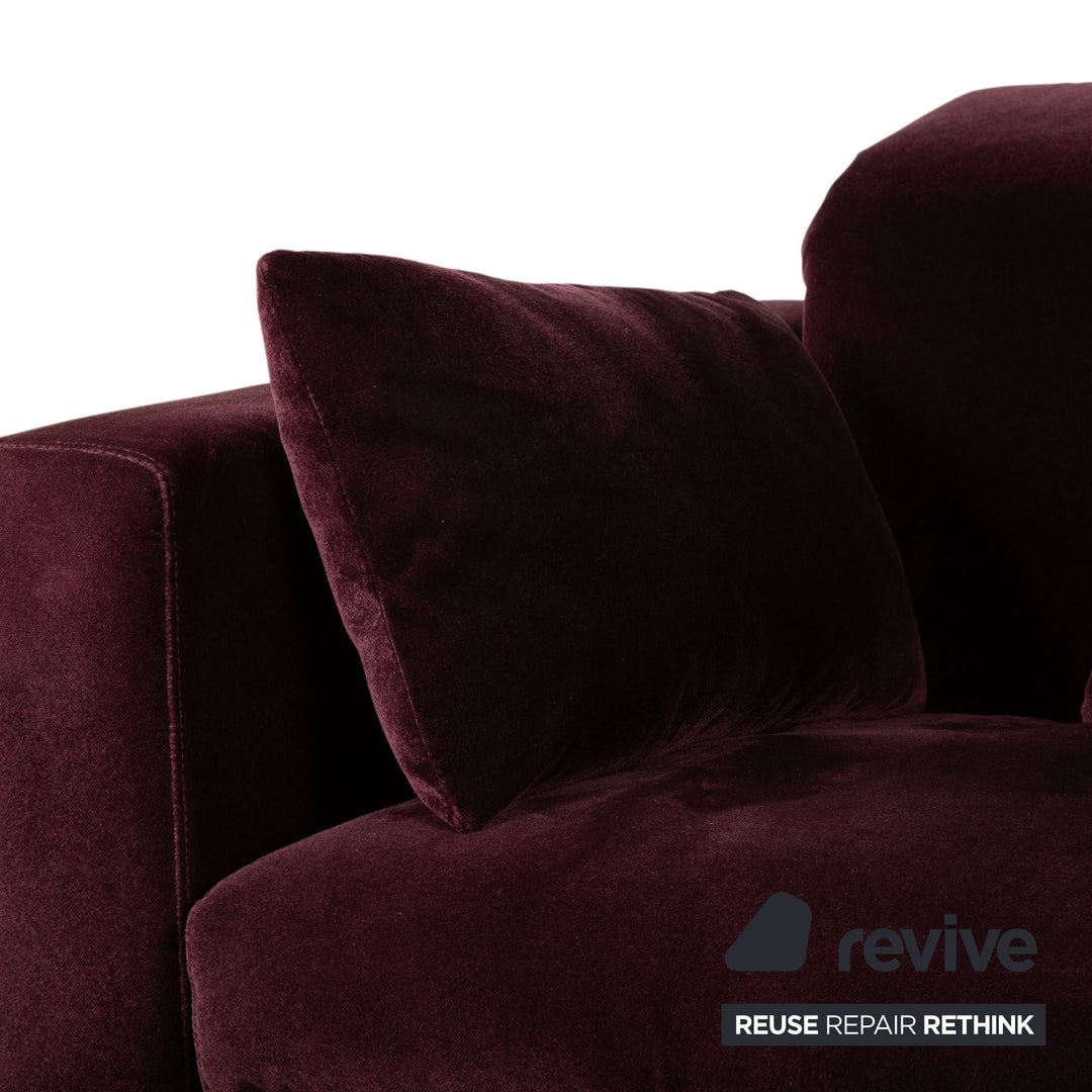 Brühl Embrace Dreisitzer Sofa Velours Samt Chrom Violett Aubergine Lila manuelle Funktion Couch Stoff