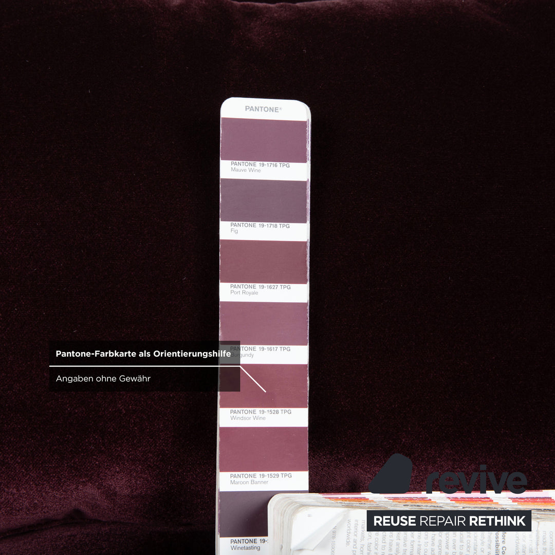 Brühl Embrace Dreisitzer Sofa Velours Samt Chrom Violett Aubergine Lila manuelle Funktion Couch Stoff