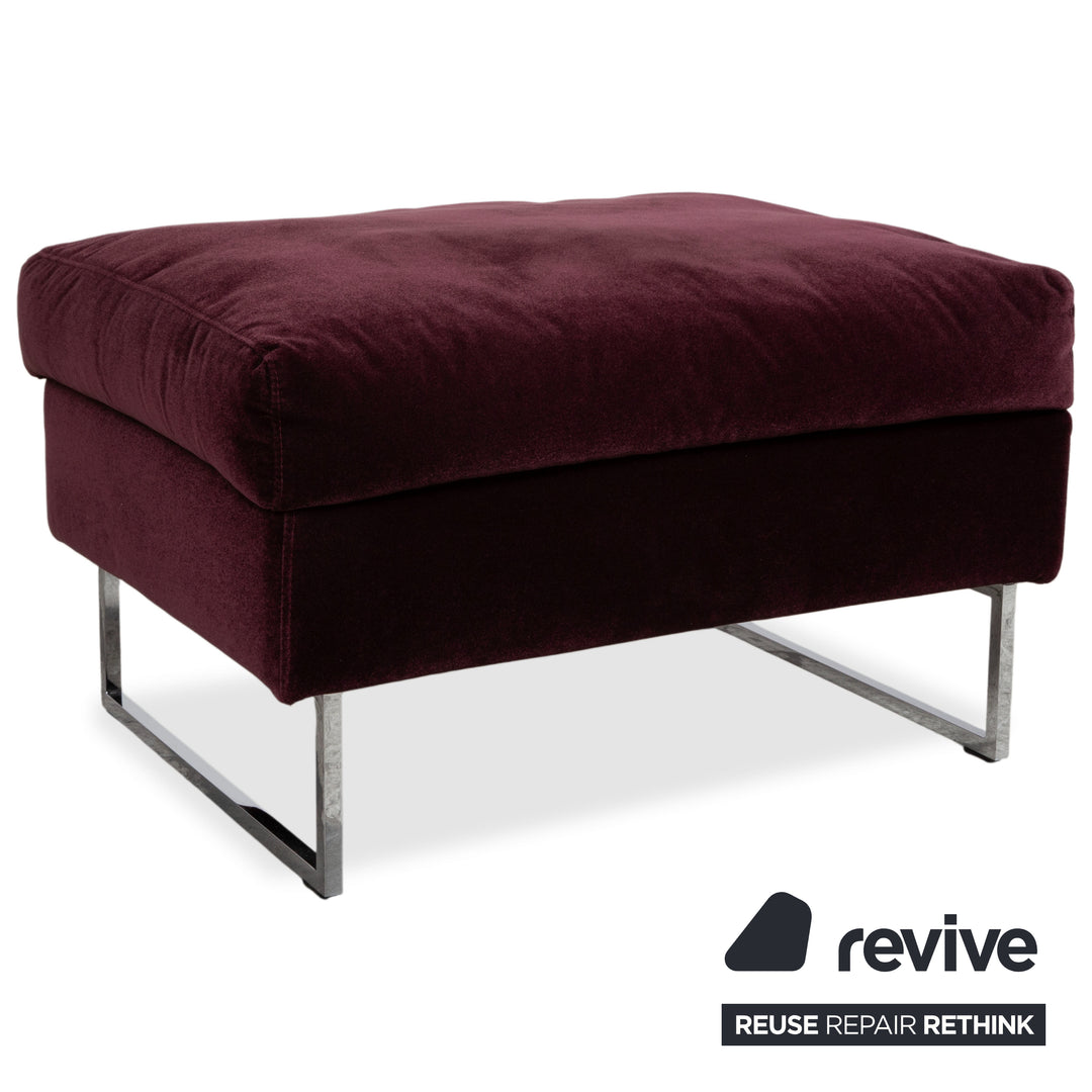 Brühl Embrace Garnitur Dreisitzer Sessel Hocker Sofa Velours Samt Chrom Violett Aubergine Lila manuelle Funktion Couch Stoff