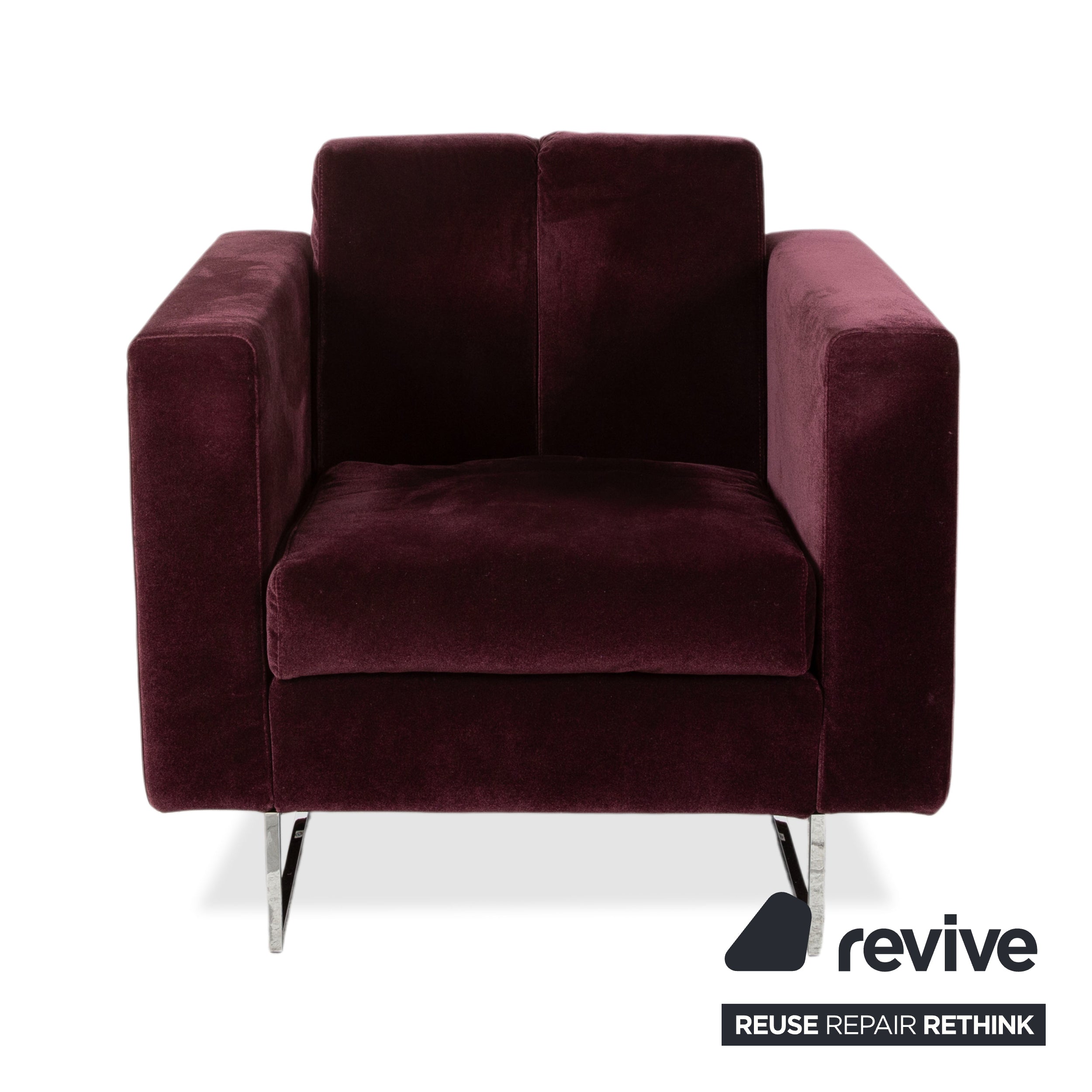Brühl Embrace Garnitur Sessel Hocker Stoff Chrom Velours Samt Lila Aubergine manuelle Funktion