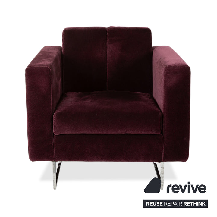 Brühl Embrace Garnitur Sessel Hocker Stoff Chrom Velours Samt Lila Aubergine manuelle Funktion