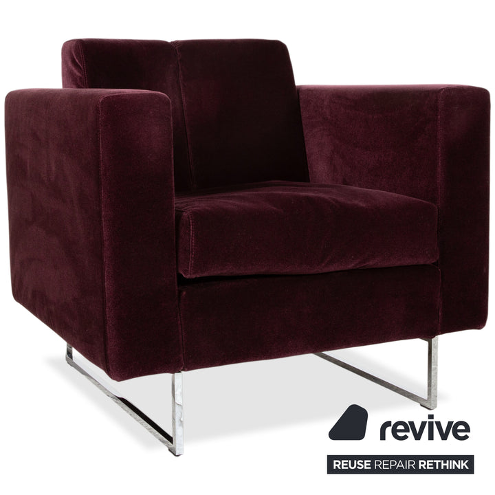 Brühl Embrace Garnitur Sessel Hocker Stoff Chrom Velours Samt Lila Aubergine manuelle Funktion