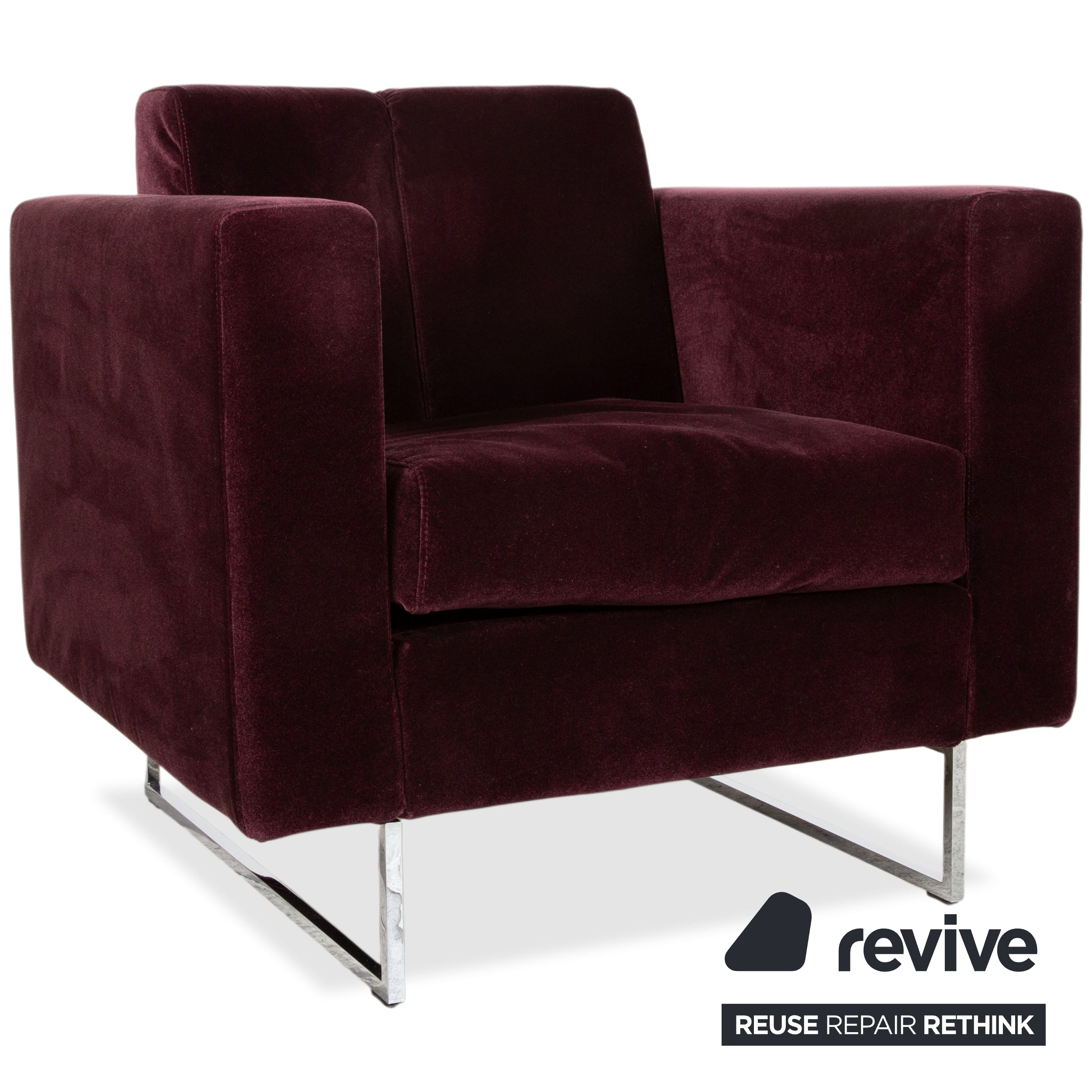 Brühl Embrace Garnitur Sessel Hocker Stoff Chrom Velours Samt Lila Aubergine manuelle Funktion