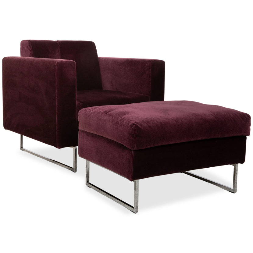 Brühl Embrace Garnitur Sessel Hocker Stoff Chrom Velours Samt Lila Aubergine manuelle Funktion