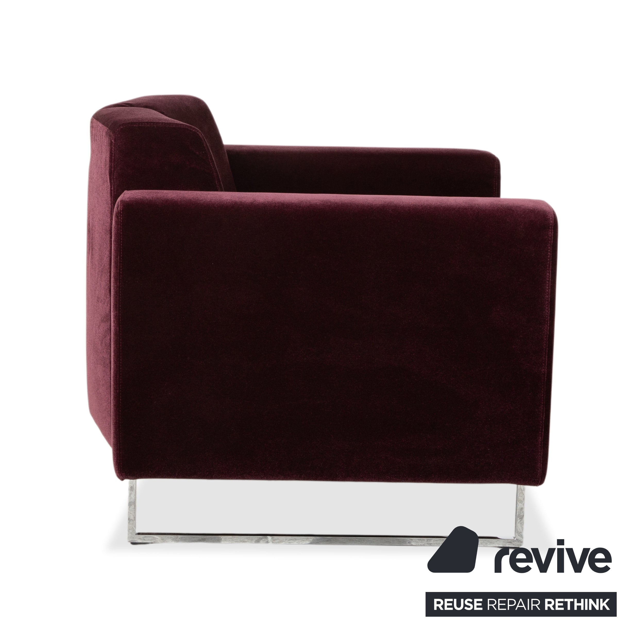 Brühl Embrace Garnitur Sessel Hocker Stoff Chrom Velours Samt Lila Aubergine manuelle Funktion