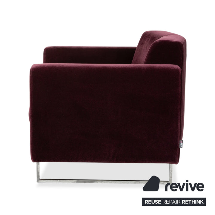 Brühl Embrace Garnitur Sessel Hocker Stoff Chrom Velours Samt Lila Aubergine manuelle Funktion