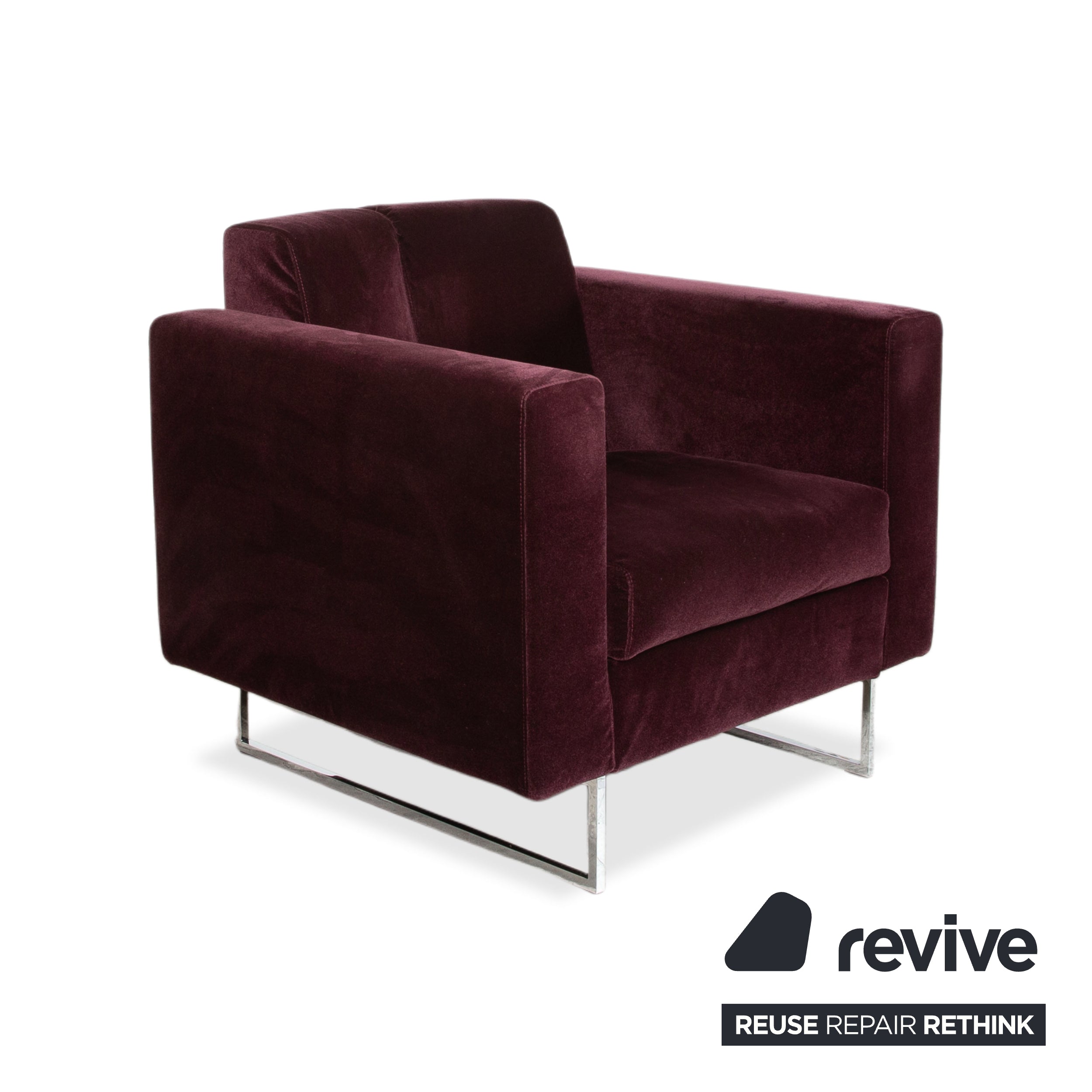 Brühl Embrace Garnitur Sessel Hocker Stoff Chrom Velours Samt Lila Aubergine manuelle Funktion