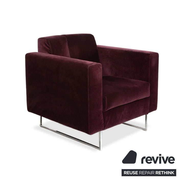 Brühl Embrace Garnitur Sessel Hocker Stoff Chrom Velours Samt Lila Aubergine manuelle Funktion