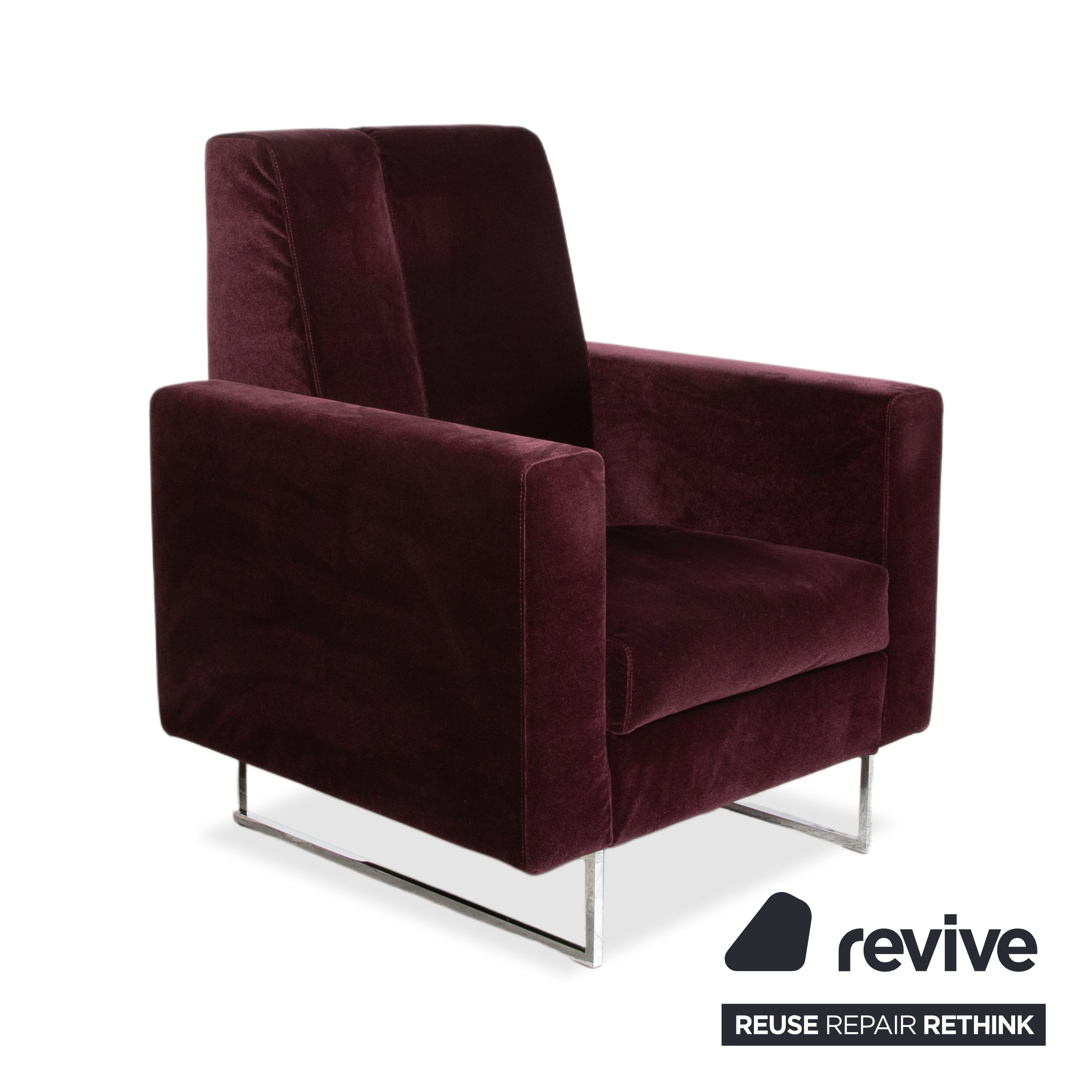 Brühl Embrace Garnitur Sessel Hocker Stoff Chrom Velours Samt Lila Aubergine manuelle Funktion