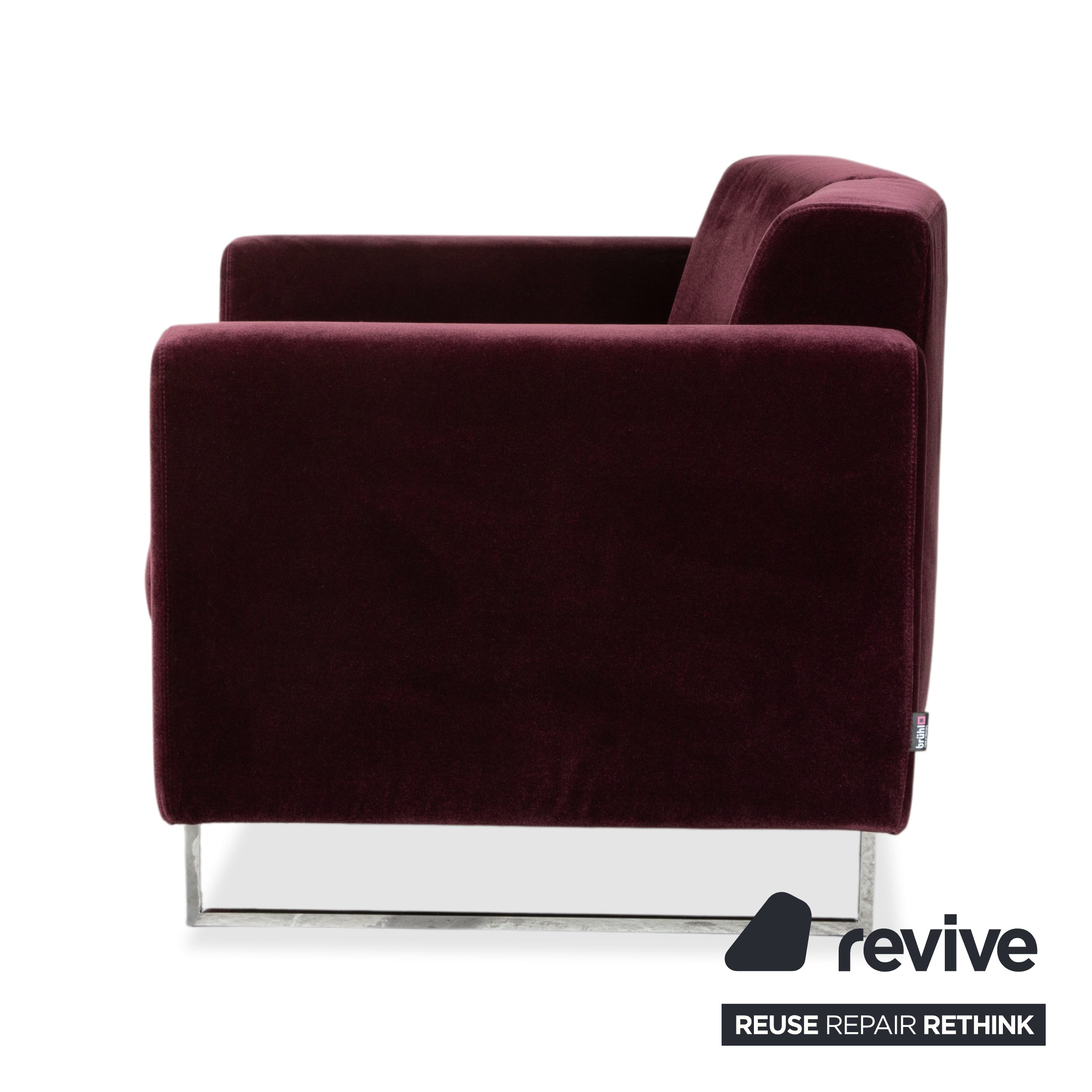 Brühl Embrace Sessel Stoff Chrom Velours Samt Lila Violett Aubergine manuelle Funktion