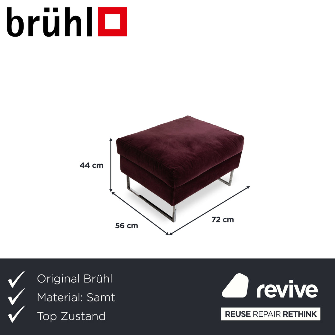 Brühl Embrace Hocker Stoff Chrom Velours Samt Lila Violett Aubergine
