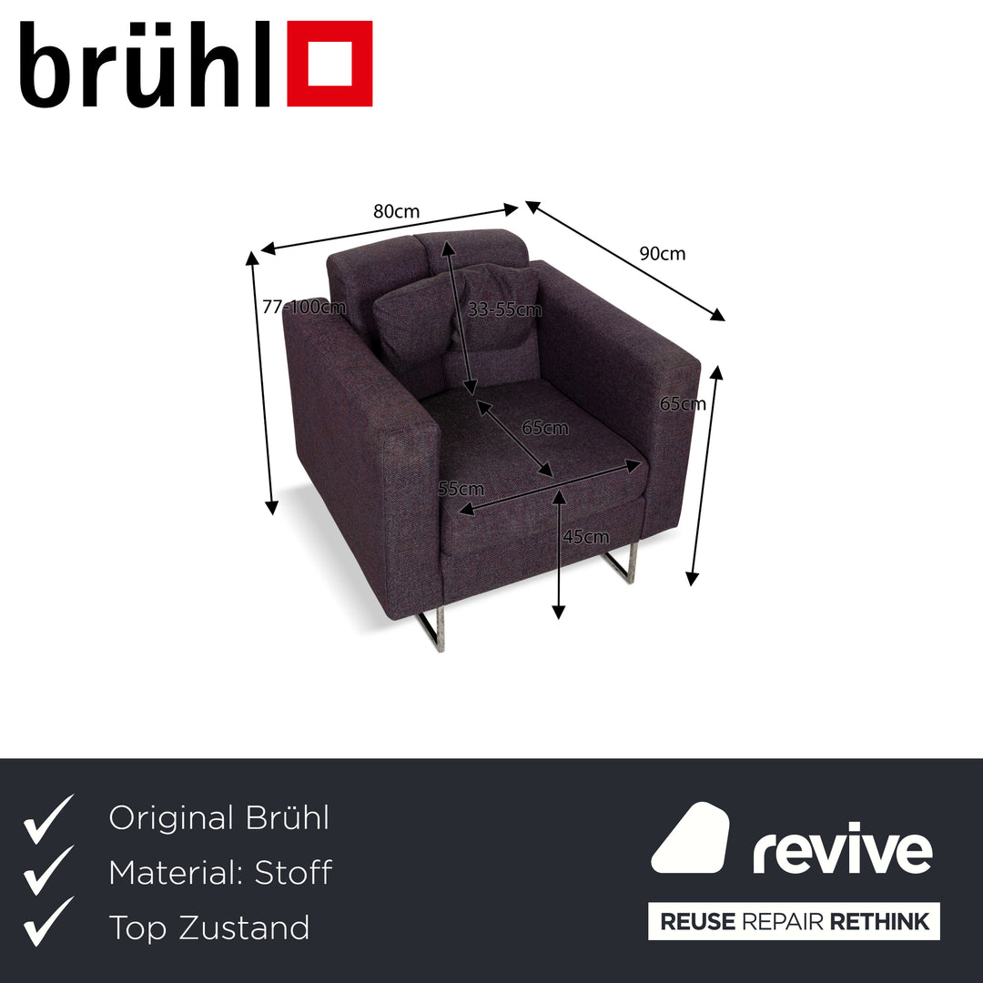 Brühl Embrace fabric armchair purple grey manual function