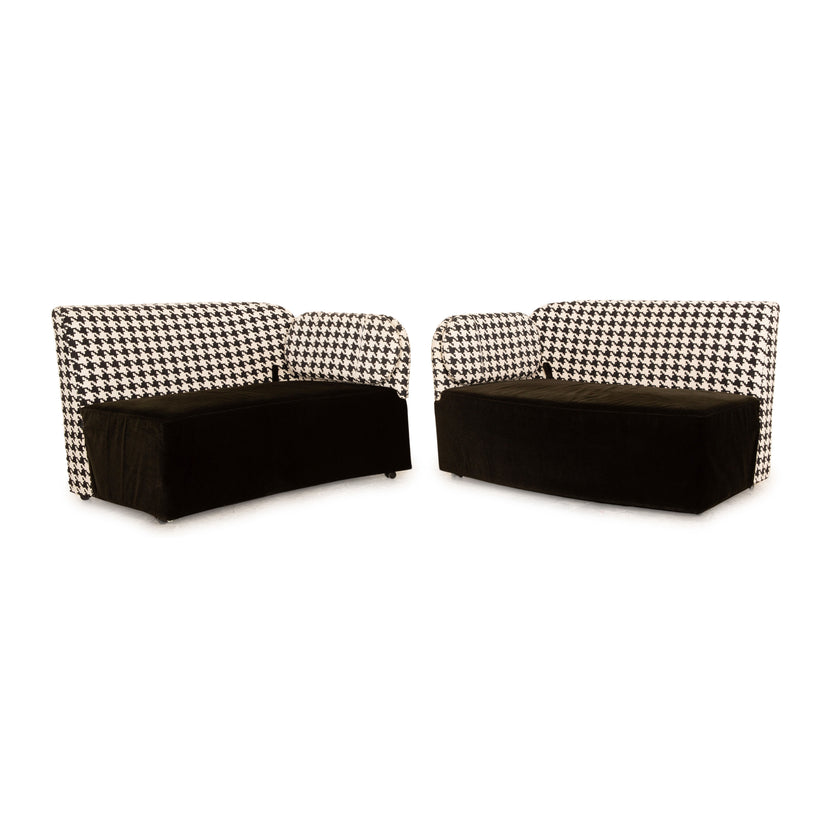 Brühl Floret Glory Fabric Sofa Set Black White Two Seater Sofa Couch