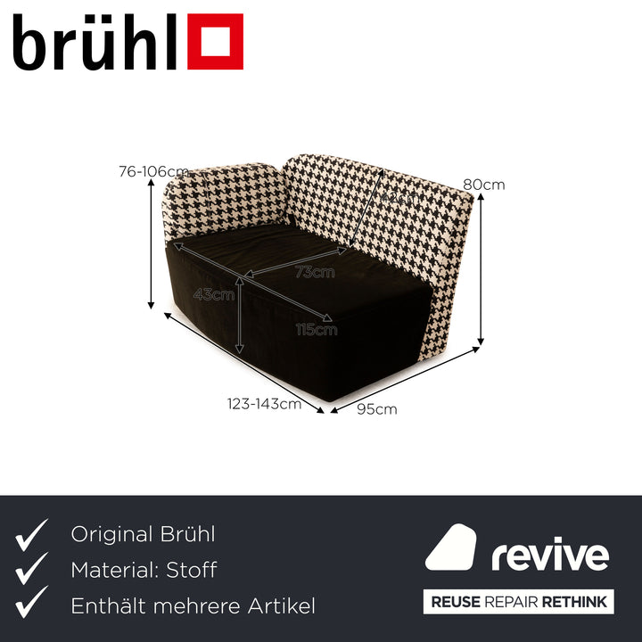 Brühl Floret Glory Stoff Sofa Garnitur Schwarz Weiß Zweisitzer  Sofa Couch