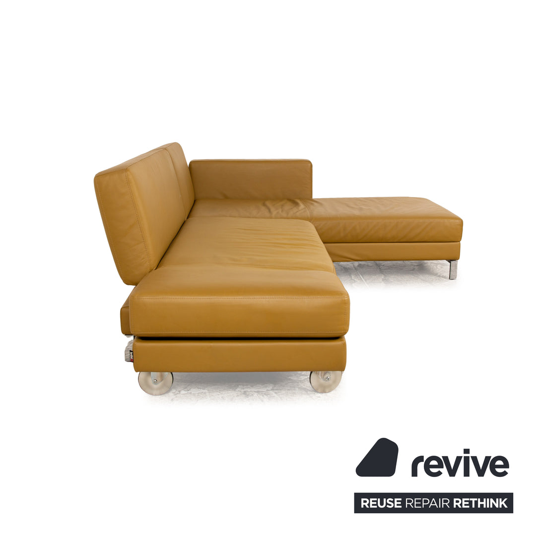 Brühl four-two Leder Ecksofa Gelb manuelle Funktion Sofa Couch