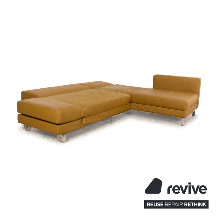 Brühl four-two Leder Ecksofa Gelb manuelle Funktion Sofa Couch