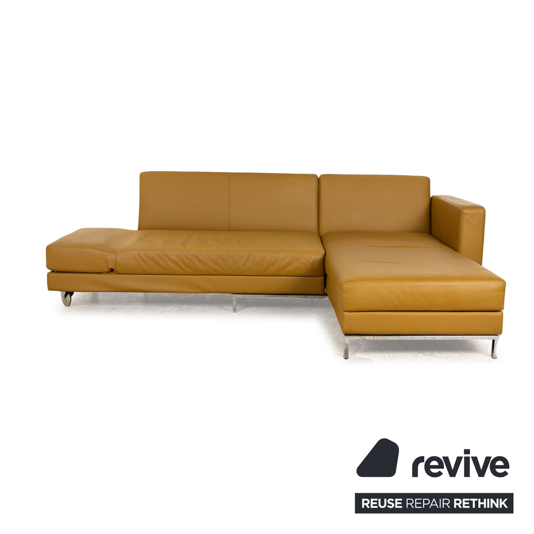 Brühl four-two Leder Ecksofa Gelb manuelle Funktion Sofa Couch