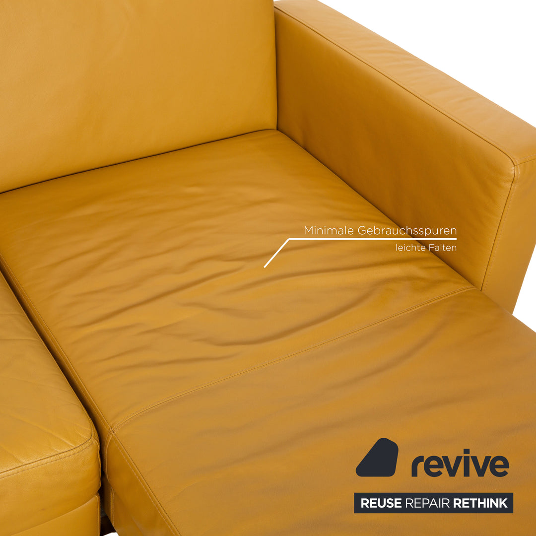 Brühl four-two leather corner sofa yellow manual function sofa couch