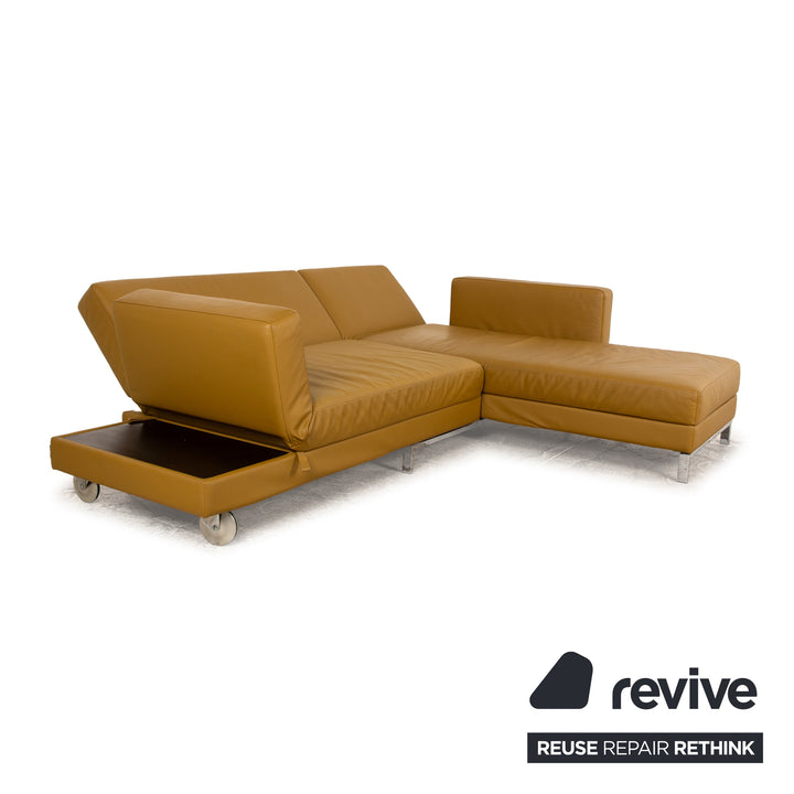 Brühl four-two Leder Ecksofa Gelb manuelle Funktion Sofa Couch