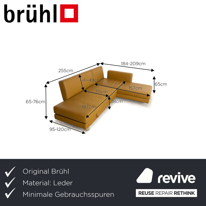 Brühl four-two leather corner sofa yellow manual function sofa couch