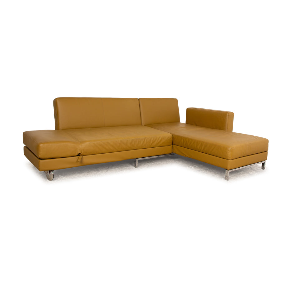 Brühl four-two leather corner sofa yellow manual function sofa couch