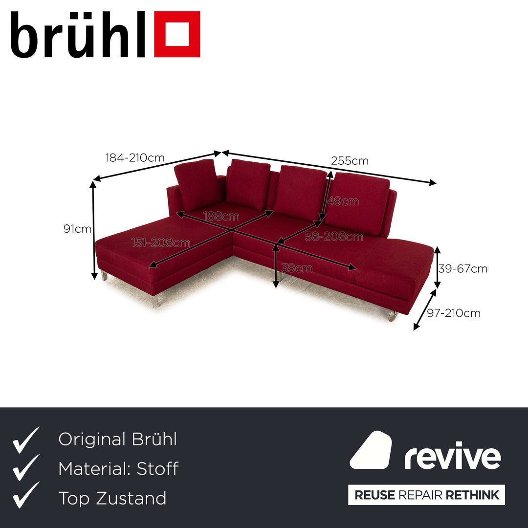 Brühl four two Stoff Ecksofa Violett Recamiere Links Sofa Couch manuelle Funktion