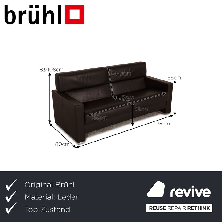 Brühl Francis Leder Dreisitzer Braun Dunkelbraun Sofa Couch Funktion