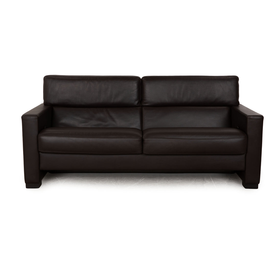 Brühl Francis Leather Three Seater Brown Manual Function Sofa Couch