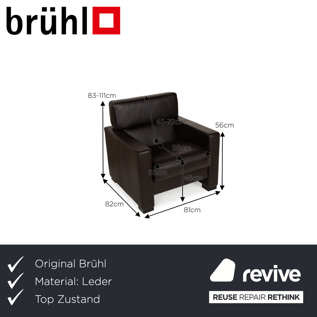 Brühl Francis Leather Armchair Brown Manual Function