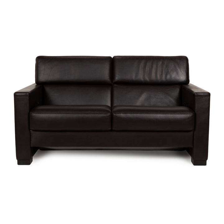 Brühl Francis Leather Two-Seater Brown Manual Function Sofa Couch