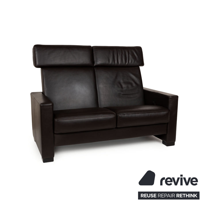 Brühl Francis Leather Two-Seater Brown Manual Function Sofa Couch