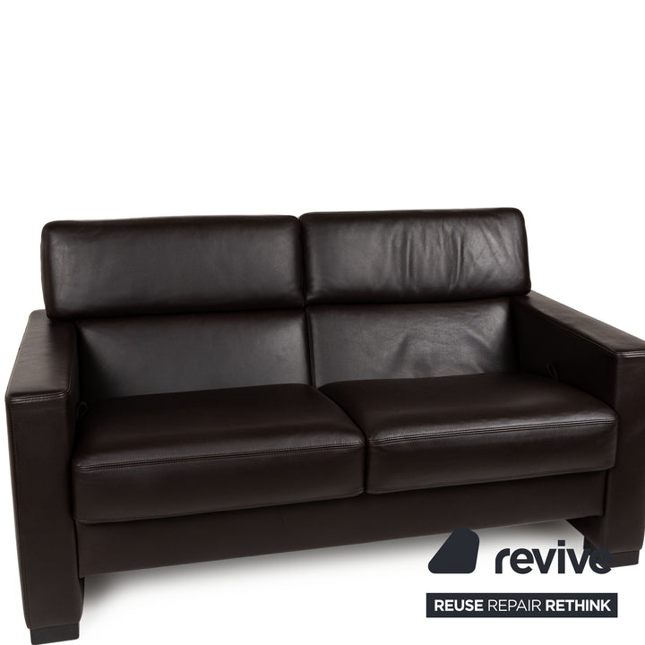 Brühl Francis Leather Two-Seater Brown Manual Function Sofa Couch